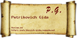 Petrikovich Gida névjegykártya